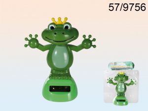 Figurka żaba z koroną solarna